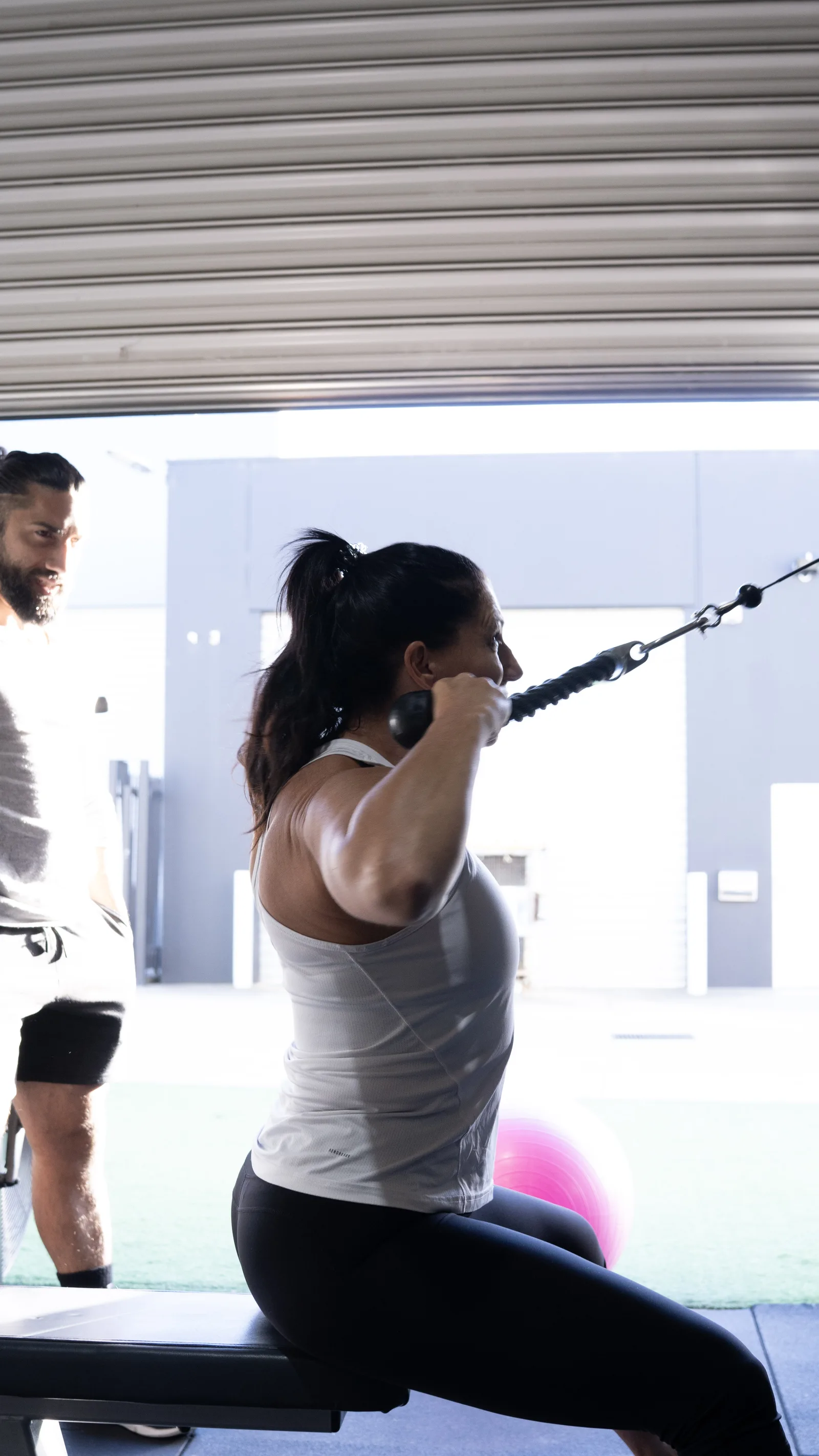 Cable machine workout at Kaos Fitness